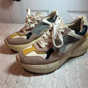 Steve Madden Womens 6 Platform Memory Foam Suede Leather Color Block Sneakers